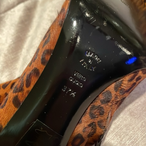 Studio Pollini Leopard Calf Hair Pointed High Heel Zip Up Boots Size 37 1/2 - Picture 10 of 16
